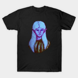 Blue Elf Girl Weird Expressive Art T-Shirt